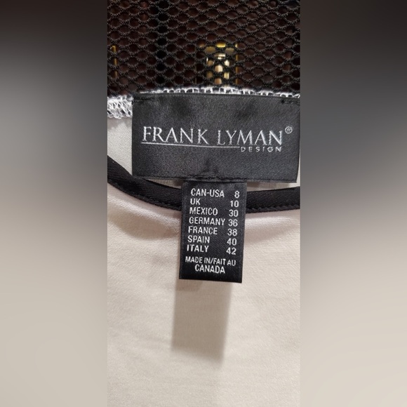 Frank Lyman top sz 8 off white with black mesh shoulder &back accent long sleeve - Picture 5 of 5